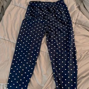 Navy blue polka dot leggings
